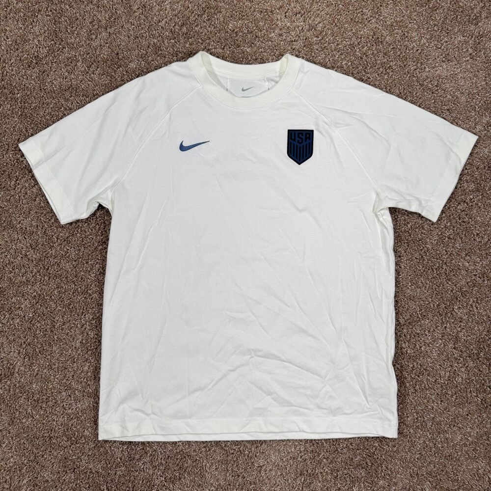 LARGE USA USMNT USA Soccer Travel Raglan Short Sleeve Shirt White